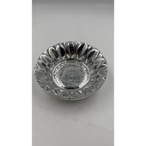 Vintage Floral Daisy Candy Bowl Mexican Aluminum Country Farmhouse